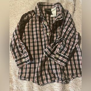 Plaid red black and white